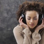 young woman enjoying music