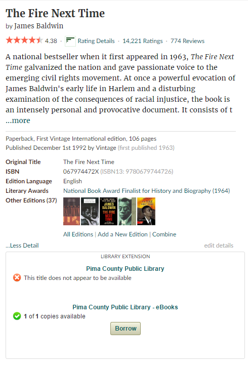 The extension will show below the book information in Goodreads.