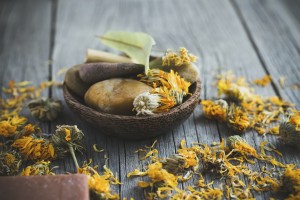 marigold seeds on a tabletop