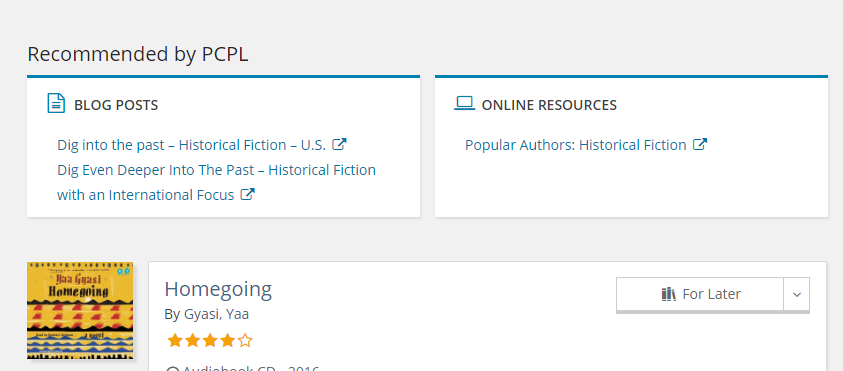 screenshot of Recommended by PCPL boxes in catalog search