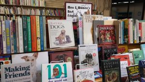 Display of dog books at Friends' Book Sale