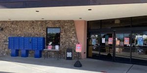 Oro Valley Public Library pickup lockers near front entrance