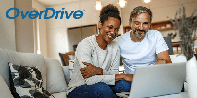 OverDrive video - couple looking at laptop - rectangle